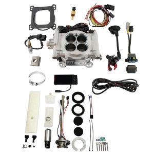 Go EFI 4 600 HP Bright Aluminum EFI System With Go Fuel In-Tank Regulated Pump 255 LPH Master Kit